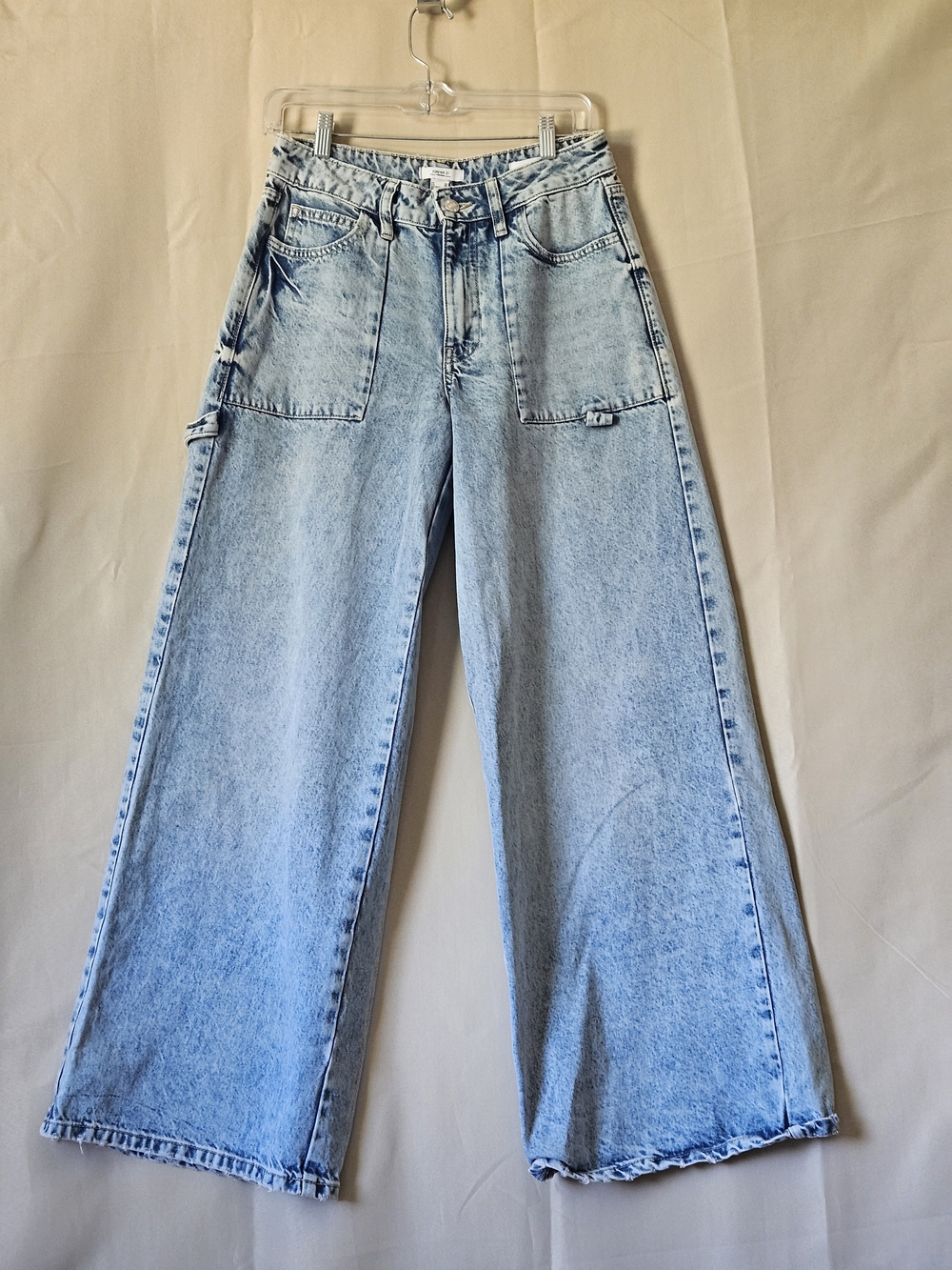 Forever 21 Light Blue Wide-Leg Utility Jeans 100%Cotton Size 26
